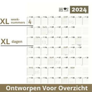 Jaarplanner 2024 - Wandplanner 2024 - A1 Wall Planner Ontworpen voor overzicht