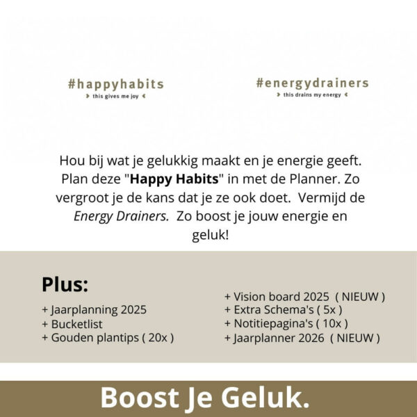 Purpuz Planner 2025 - Agenda 2025 voor Geluk - de happy habits om je geluk te vergroten met deze planner